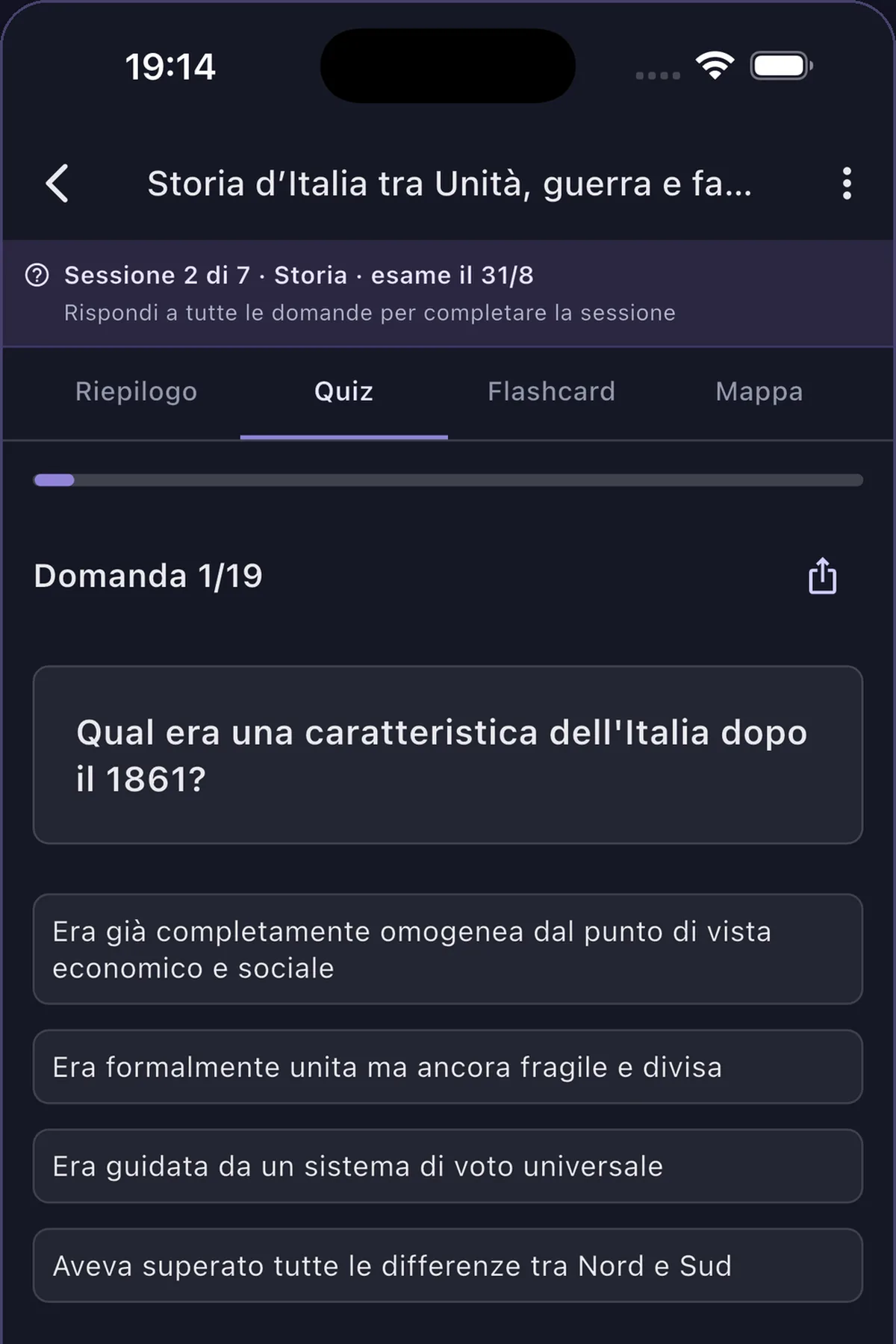 Il materiale di studio in Synt con le schede Riepilogo, Quiz, Flashcard e Mappa: dal riassunto alle domande sullo stesso testo